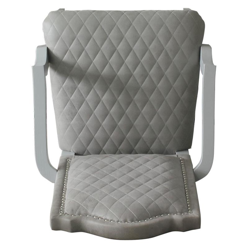 Bowery Hill Fabric Arm Chair with Nailhead Trim in Two-Tone Gray Set of 2