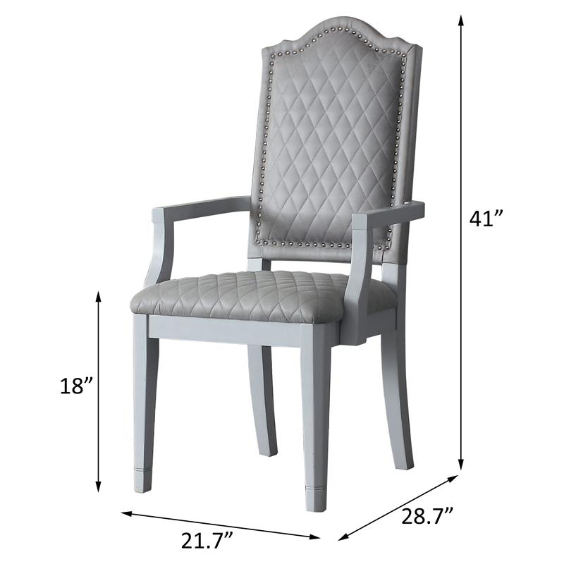 Bowery Hill Fabric Arm Chair with Nailhead Trim in Two-Tone Gray Set of 2