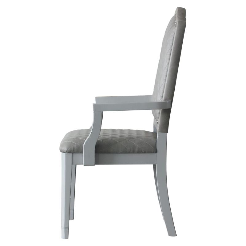 Bowery Hill Fabric Arm Chair with Nailhead Trim in Two-Tone Gray Set of 2