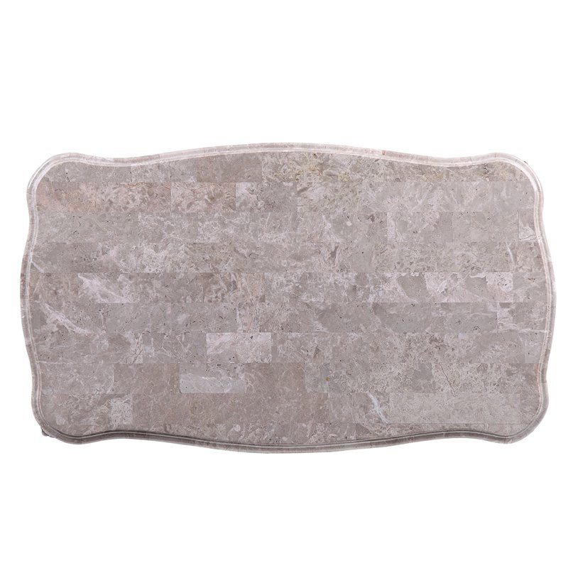 Bowery Hill Rectangular Coffee Table with Marble Top and Wooden Frame