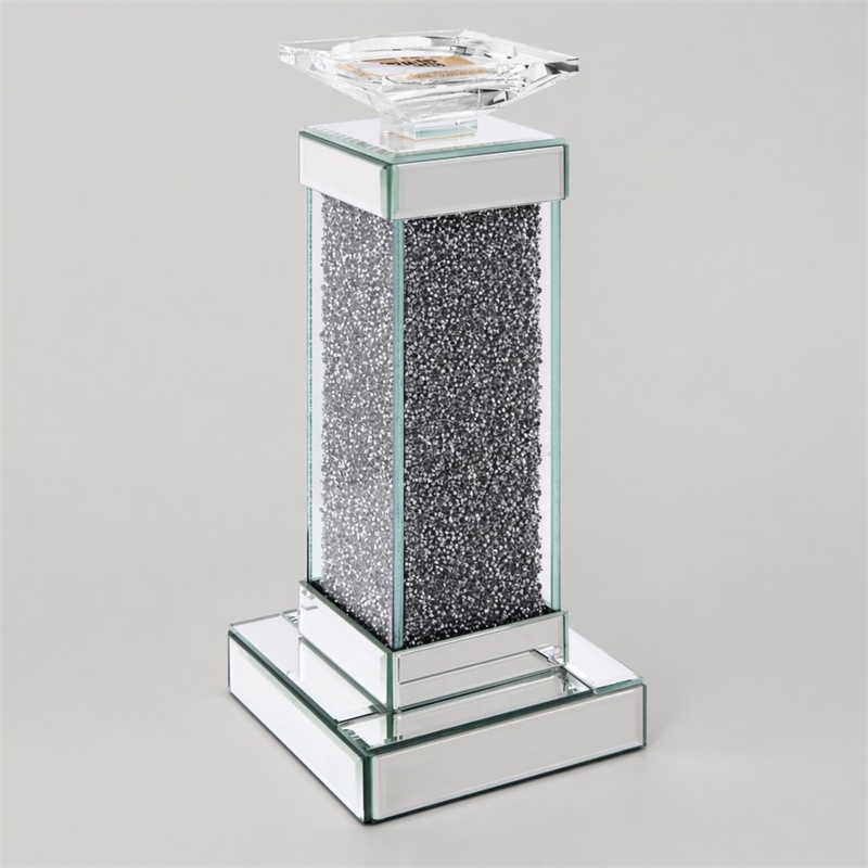 Bowery Hill Rekha Accent Candleholder with Mirrored Frame Beveled Edge