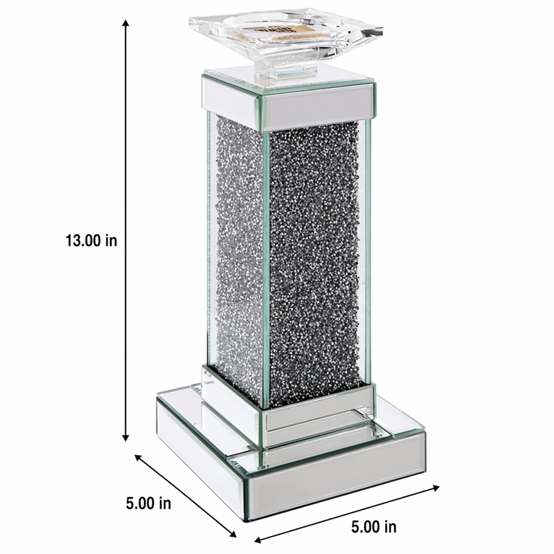 Bowery Hill Rekha Accent Candleholder with Mirrored Frame Beveled Edge