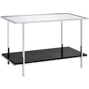 Bowery Hill Console Table with Faux Marble Shelf in Metal and Chrome Finish