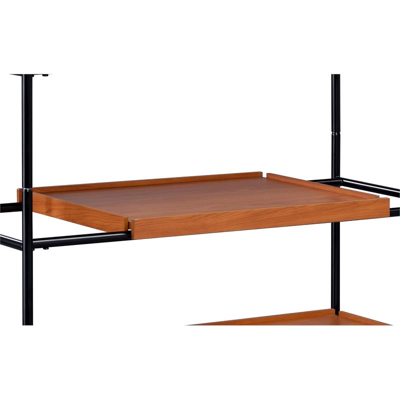 Bowery Hill Rectangular Bookshelf with 5 Wooden Shelves in Honey Oak & Black