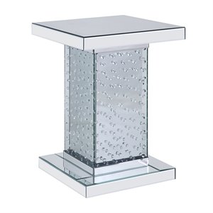 Bowery Hill End Table with Mirrored Base and Faux Crystal Inlay