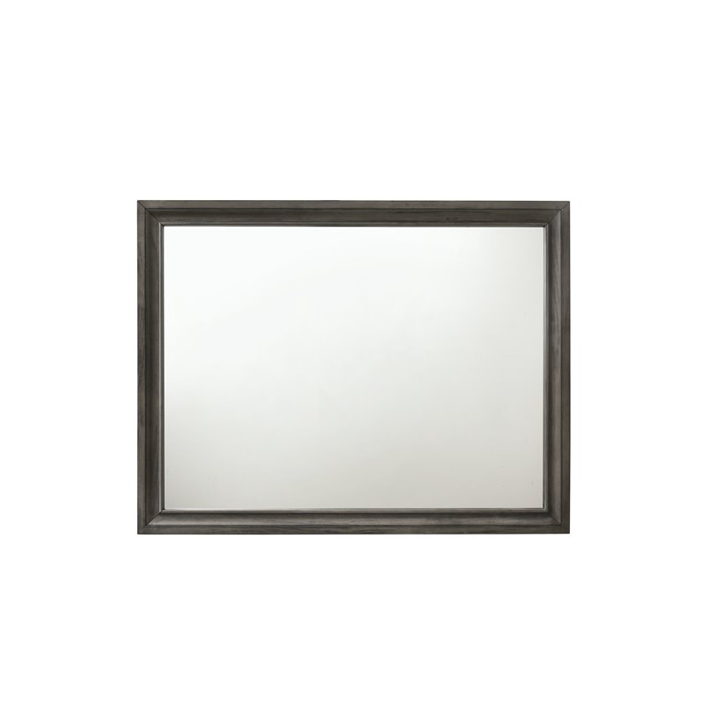 Bowery Hill Naima Wooden Rectangular Mirror in Gray