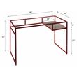 Bowery Hill Glass Rectangle Top Writing Desk with Shelf in Red