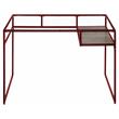 Bowery Hill Glass Rectangle Top Writing Desk with Shelf in Red