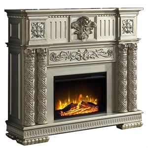 Bowery Hill Transitional Wooden/Glass Fireplace in Gold Patina