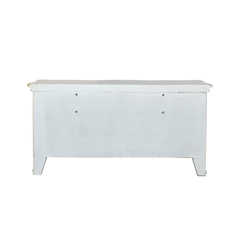 Bowery Hill Transitional Wood Vanity Desk in Beige and Antique Pearl