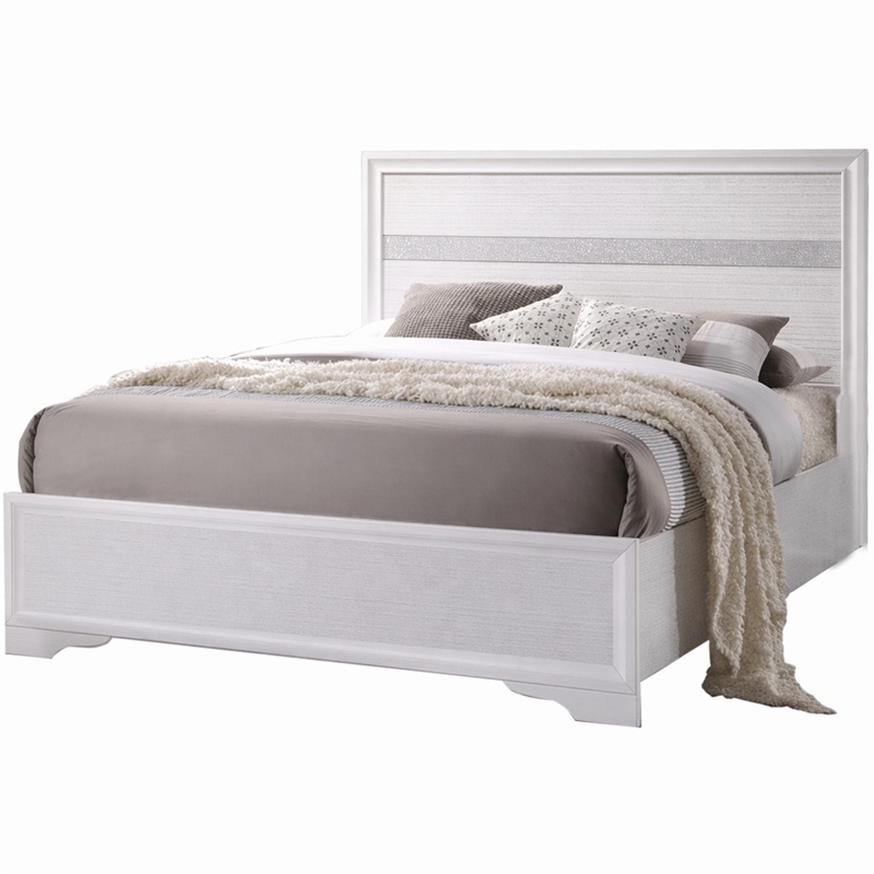 Bowery Hill Wooden Twin Panel Bed with Acrylic Headboard in White