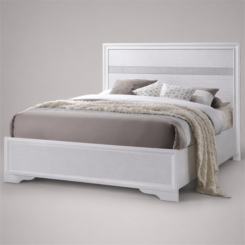 Bowery Hill Wooden Twin Panel Bed with Acrylic Headboard in White