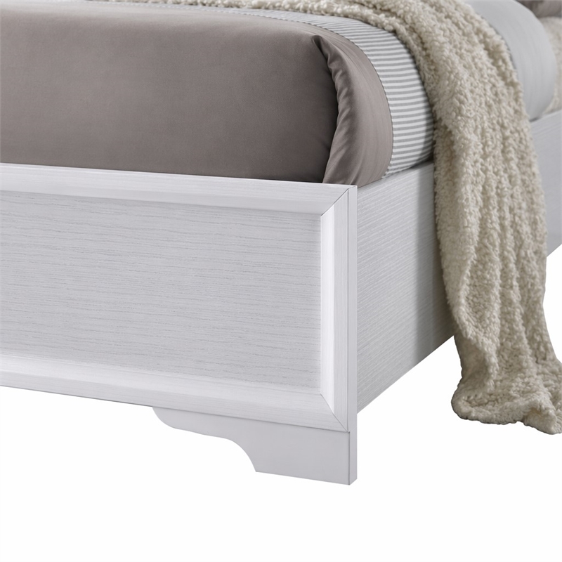 Bowery Hill Wooden Twin Panel Bed with Acrylic Headboard in White