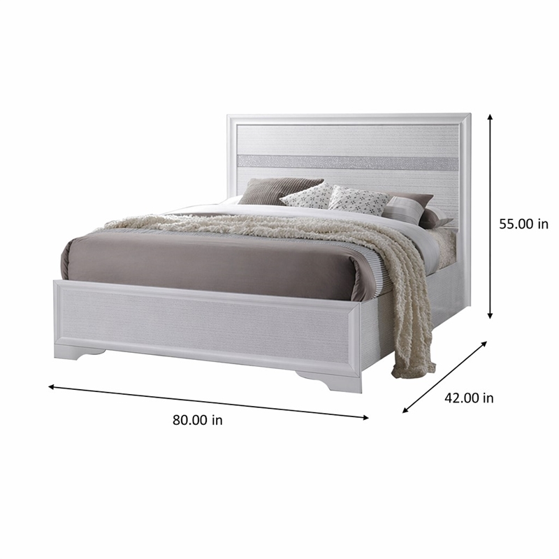 Bowery Hill Wooden Twin Panel Bed with Acrylic Headboard in White