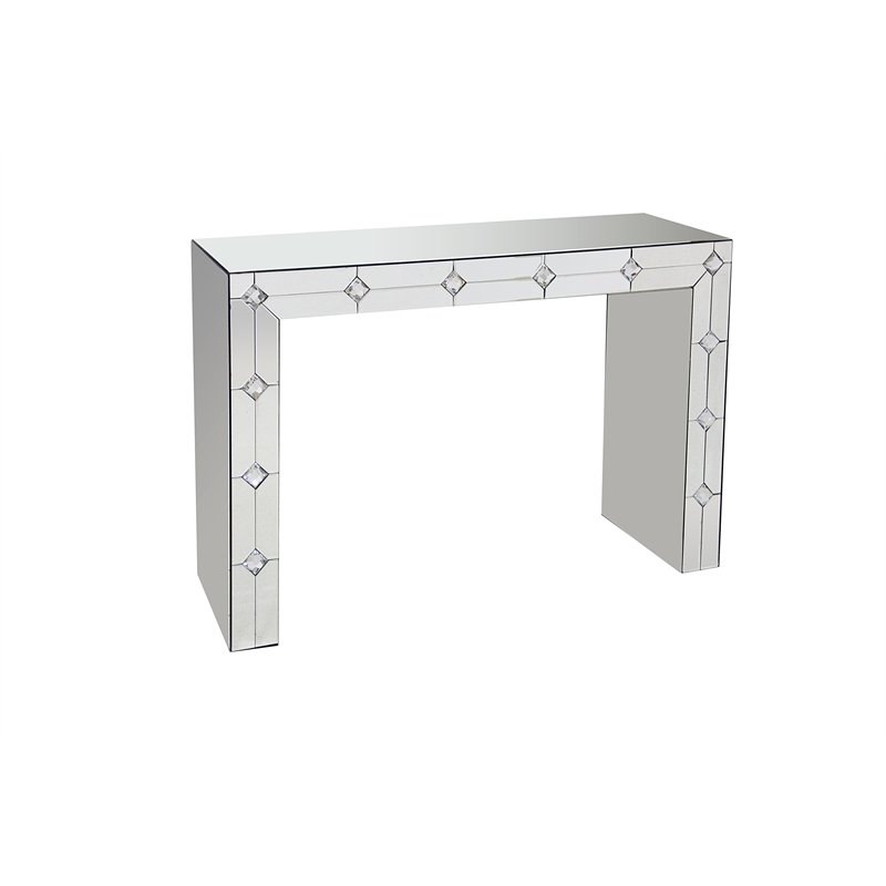 Bowery Hill Mirrored Console Table with Faux Rhinestones