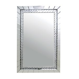 Bowery Hill Beveled Wall Mirror with Faux Crystal Trim