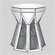 Bowery Hill Glass Top End Table with Mirrored Faux Diamond Base
