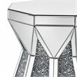 Bowery Hill Glass Top End Table with Mirrored Faux Diamond Base