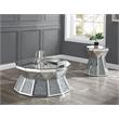 Bowery Hill Glass Top End Table with Mirrored Faux Diamond Base
