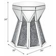 Bowery Hill Glass Top End Table with Mirrored Faux Diamond Base