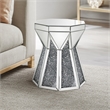 Bowery Hill Glass Top End Table with Mirrored Faux Diamond Base