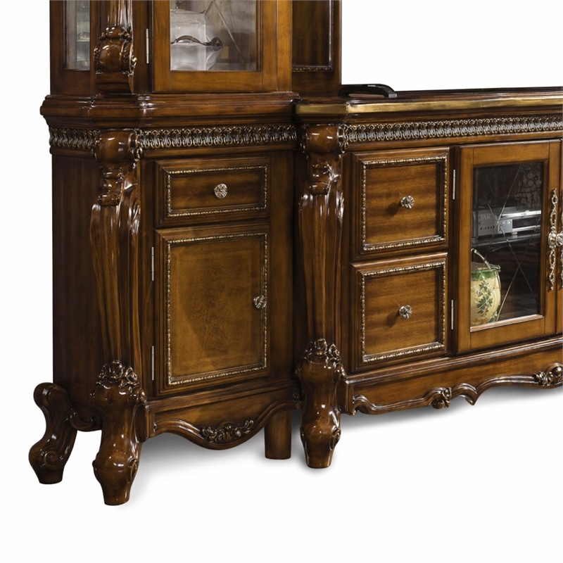Bowery Hill Entertainment Center in Honey Oak Wood and Poly-Resin