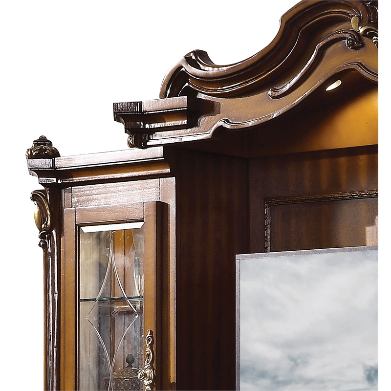 Bowery Hill Entertainment Center in Honey Oak Wood and Poly-Resin
