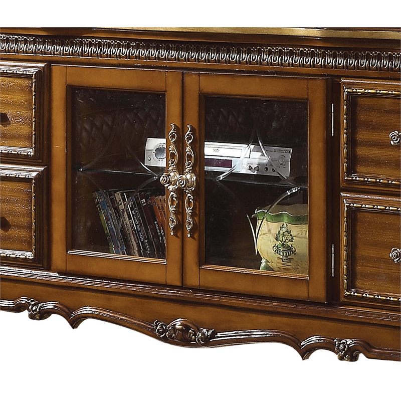 Bowery Hill Entertainment Center in Honey Oak Wood and Poly-Resin