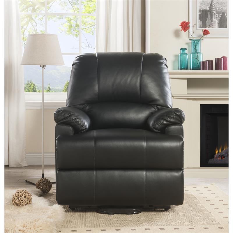 Bowery Hill Black Faux Leather Power Lift Recliner with Massage