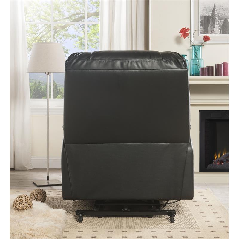 Bowery Hill Black Faux Leather Power Lift Recliner with Massage