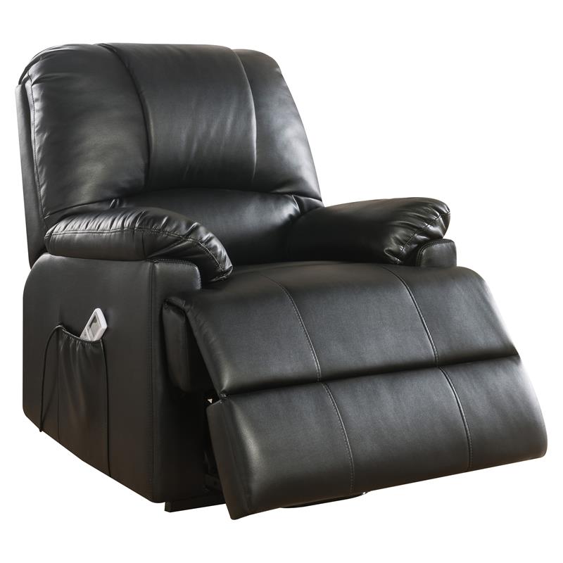 Bowery Hill Black Faux Leather Power Lift Recliner with Massage