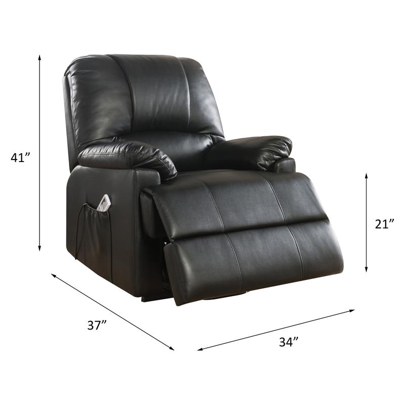 Bowery Hill Black Faux Leather Power Lift Recliner with Massage