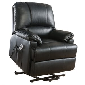 Bowery Hill Black Faux Leather Power Lift Recliner with Massage