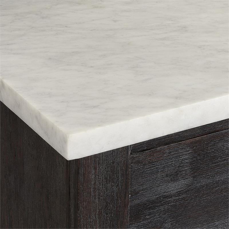 Bowery Hill 4-Drawer Marble Top Server in White and Weathered Espresso