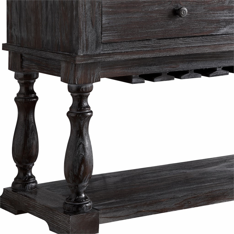 Bowery Hill 4-Drawer Marble Top Server in White and Weathered Espresso