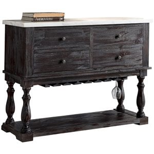 Bowery Hill 4-Drawer Marble Top Server in White and Weathered Espresso