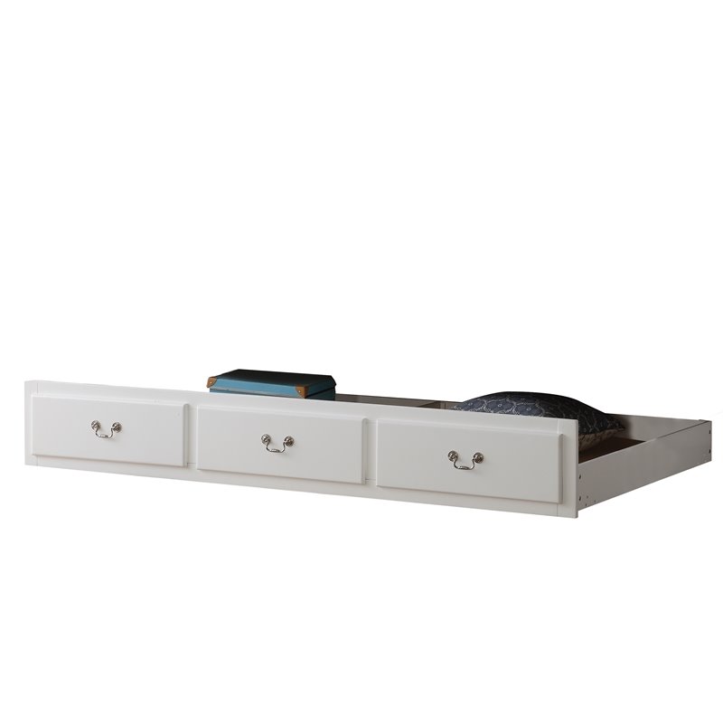 Bowery Hill Wooden Twin Daybed Trundle with Faux Drawers in White