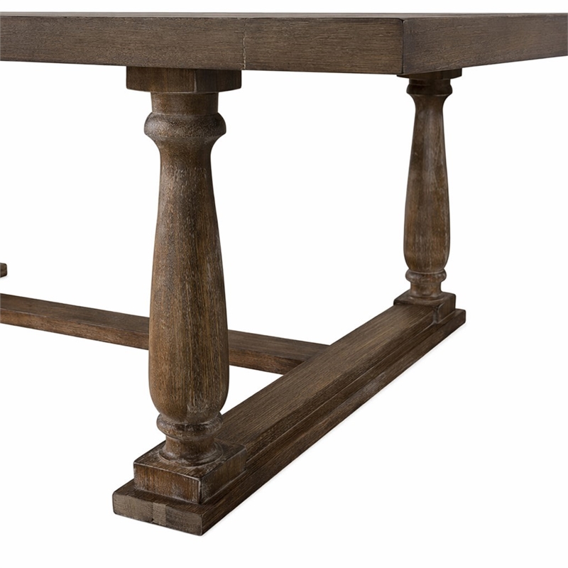 Bowery Hill Rectangular Dining Table with Trestle Base in Weathered Oak
