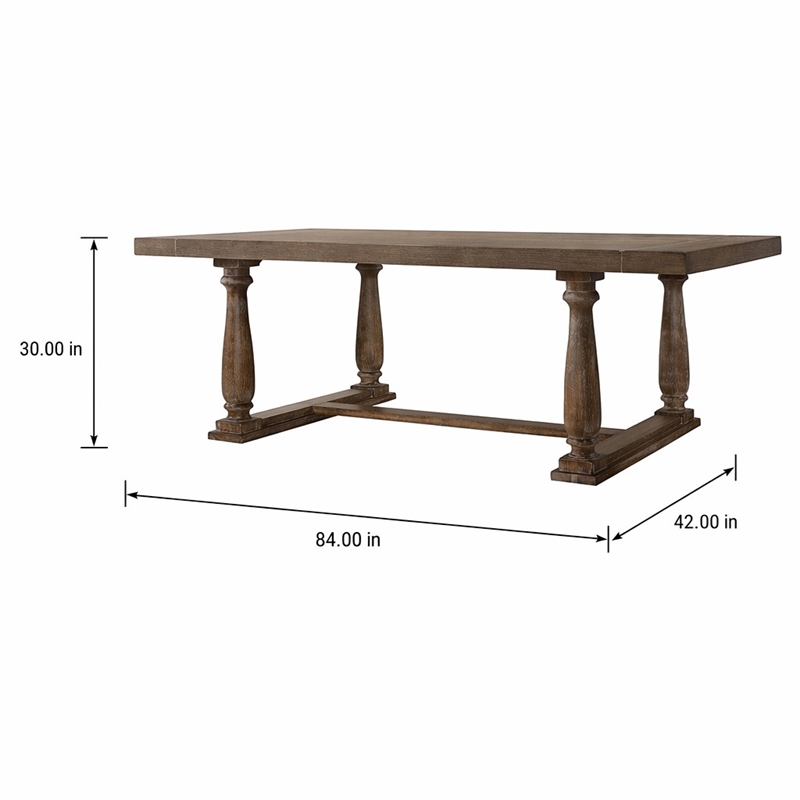 Bowery Hill Rectangular Dining Table with Trestle Base in Weathered Oak