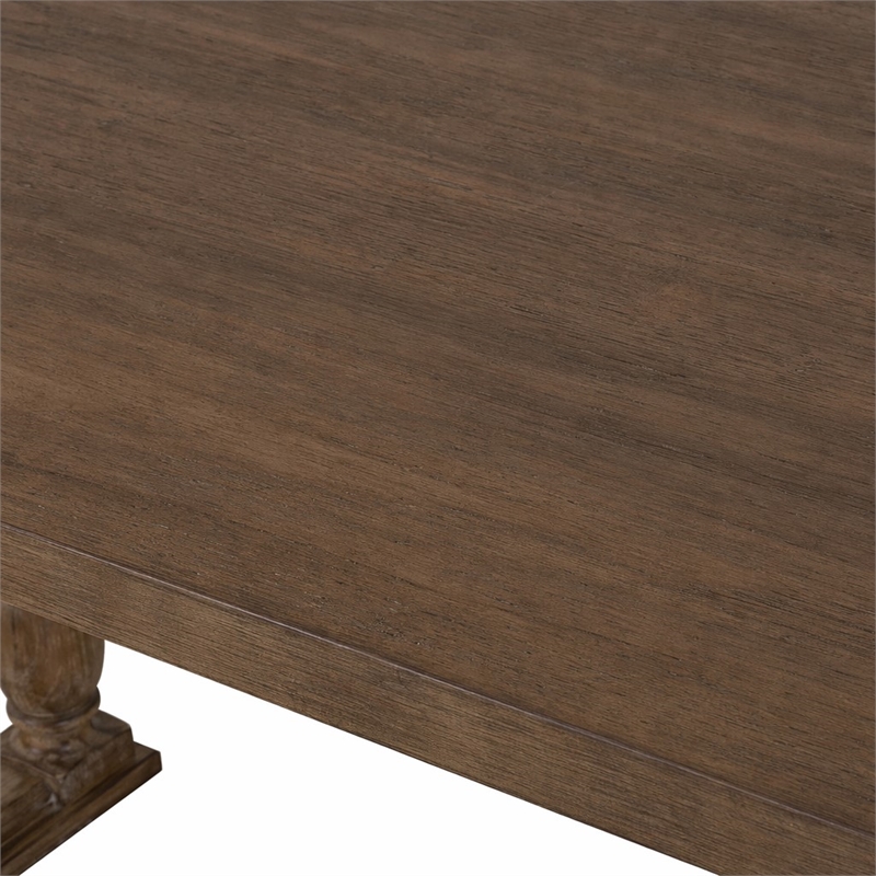 Bowery Hill Rectangular Dining Table with Trestle Base in Weathered Oak