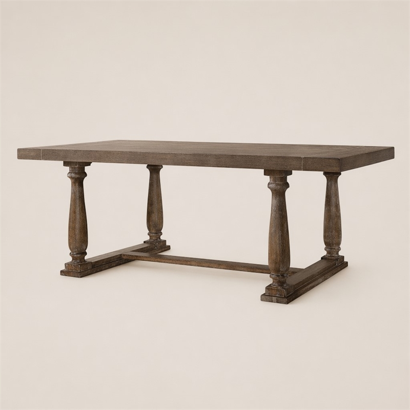 Bowery Hill Rectangular Dining Table with Trestle Base in Weathered Oak