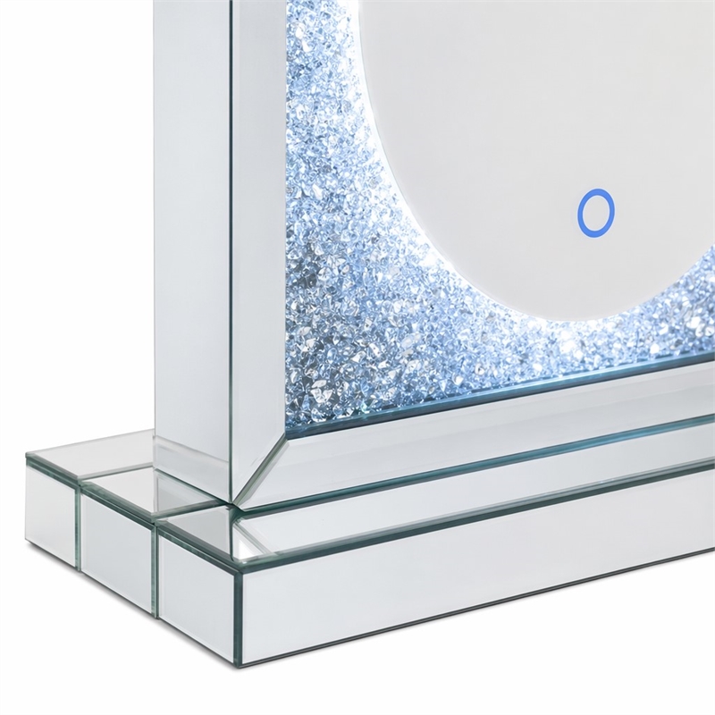 Bowery Hill Rectangular Glass Mirror with LED Lighting and Faux Diamonds
