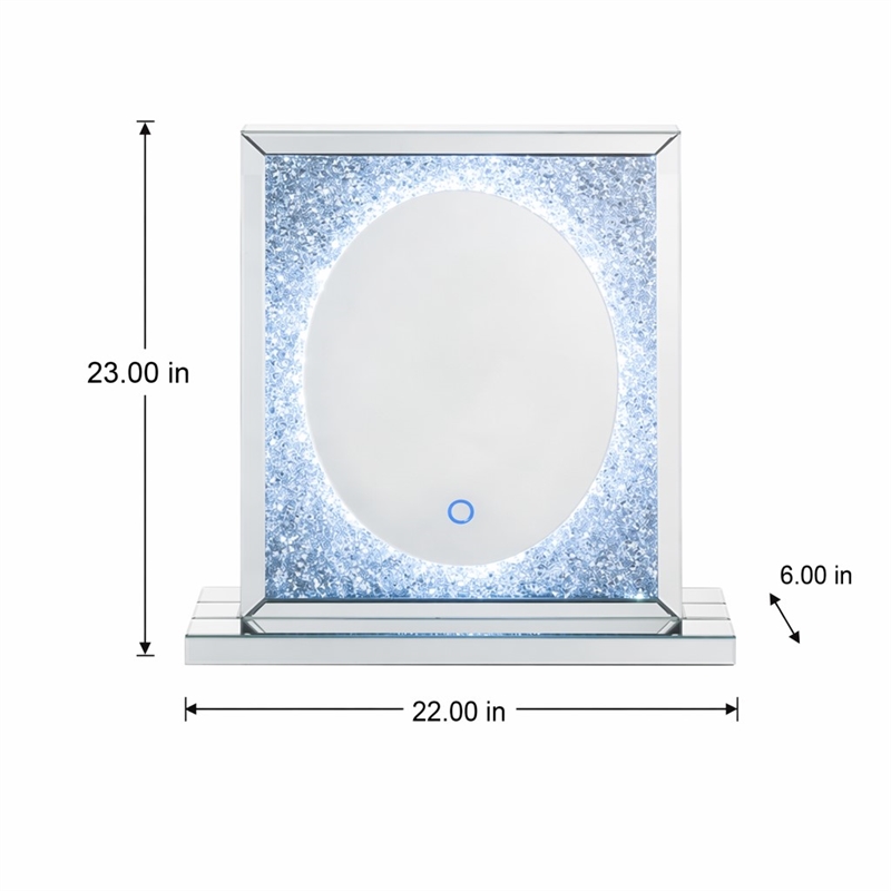 Bowery Hill Rectangular Glass Mirror with LED Lighting and Faux Diamonds