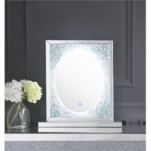 Bowery Hill Rectangular Glass Mirror with LED Lighting and Faux Diamonds