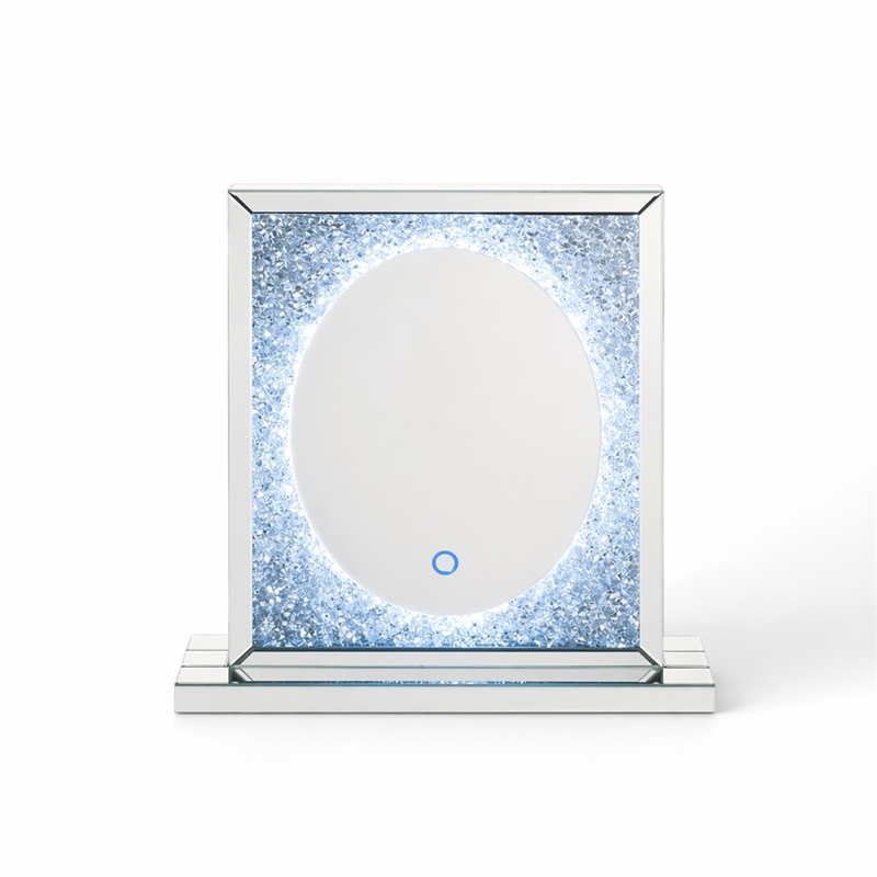 Bowery Hill Rectangular Glass Mirror with LED Lighting and Faux Diamonds