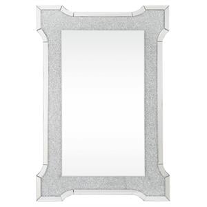 Bowery Hill Wooden Frame Wall Mirror with Beveled Trim and Faux Diamonds