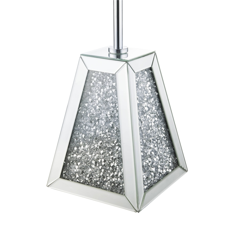 Bowery Hill Round Glass Side Table with Mirrored Pedestal Base