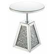 Bowery Hill Round Glass Side Table with Mirrored Pedestal Base