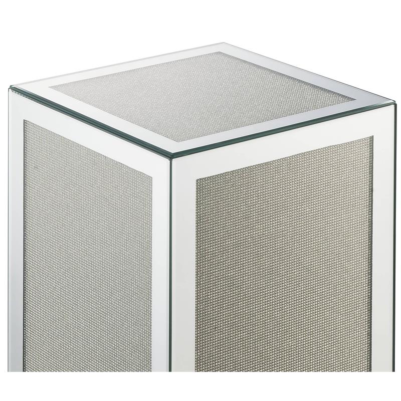 Bowery Hill Square Glass Accent Table with Mirrored Faux Diamond Frame