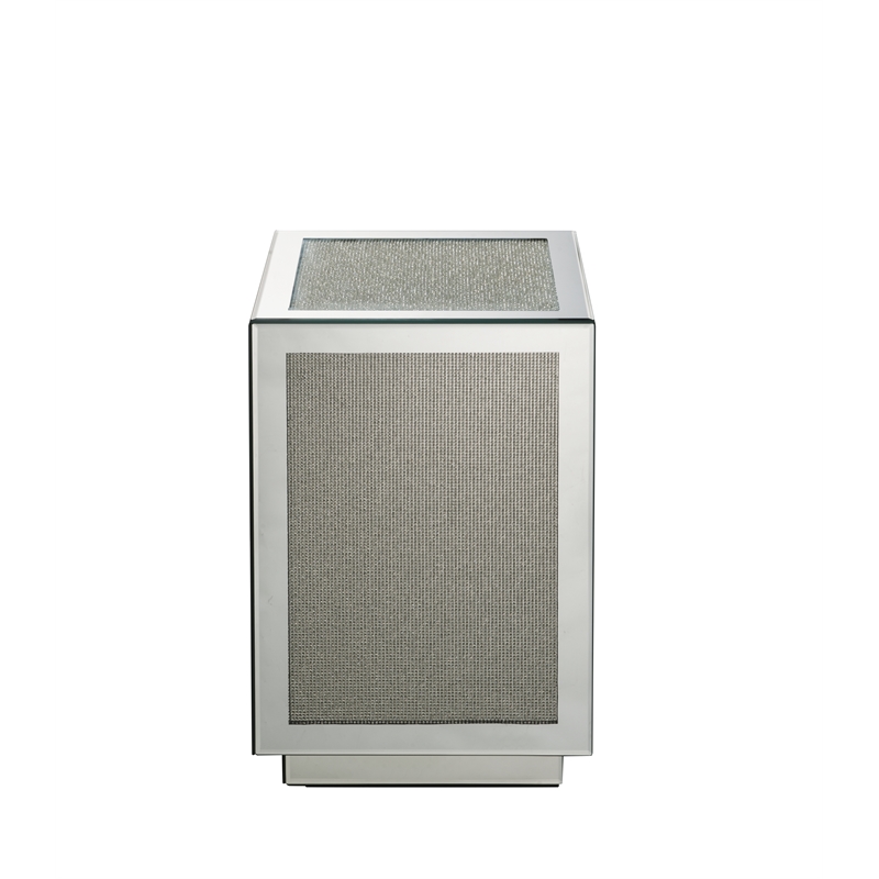 Bowery Hill Square Glass Accent Table with Mirrored Faux Diamond Frame